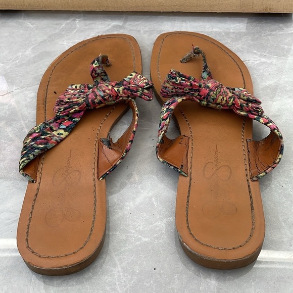 Women's Jessica Simpson Floral Bow Flip Flop Sandals Size 9 - Picture 6 of 10